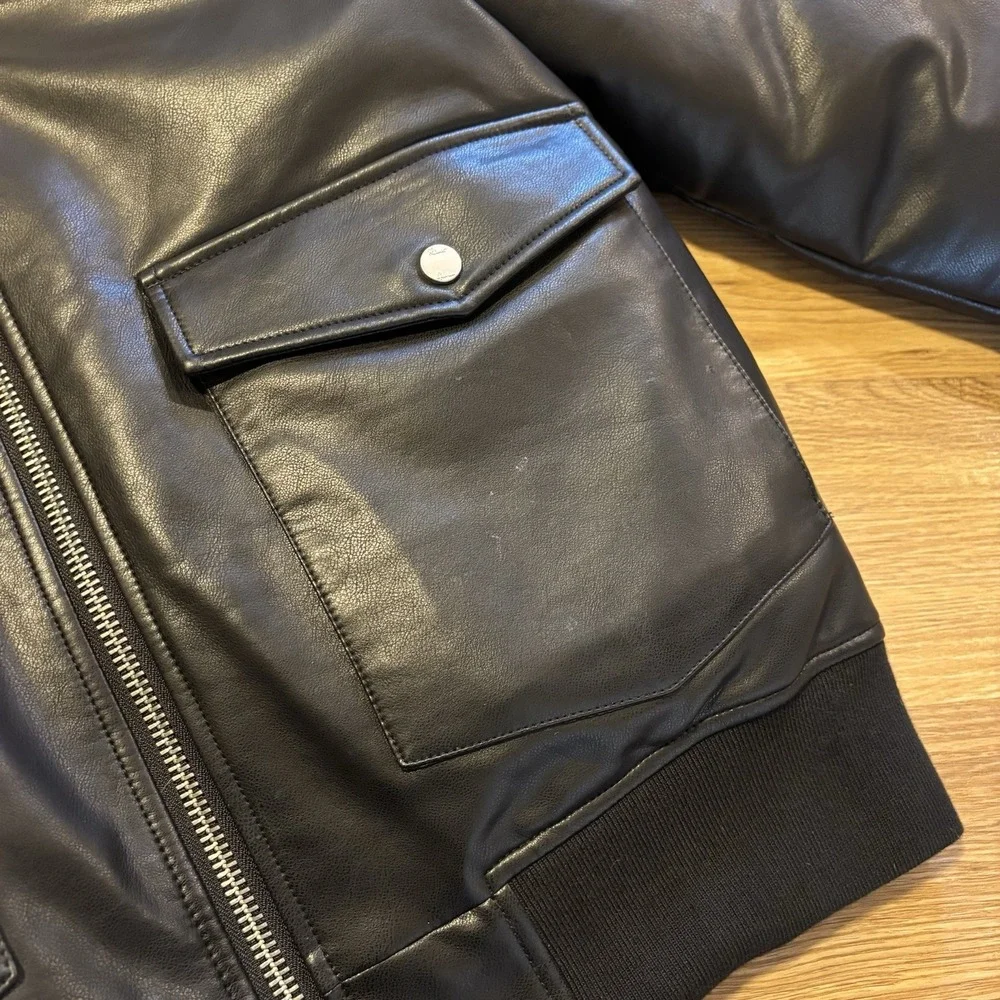 Robert Graham SAMPLE Bomber Jacket Men's M Black Faux Leather Fall 2024 RGF24R19